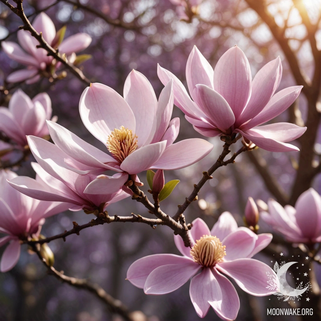 Sweet Magnolia in Purple Hues A purple magnolia flower illuminated by sunny rays.