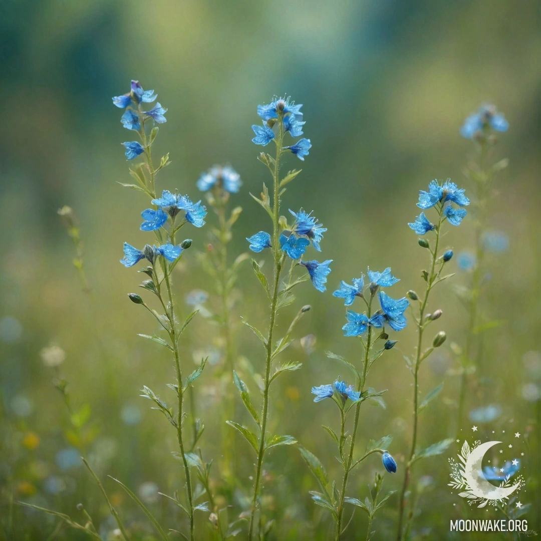 A gentle scene of wildflowers in greenish-blue hues adorned with sequins.