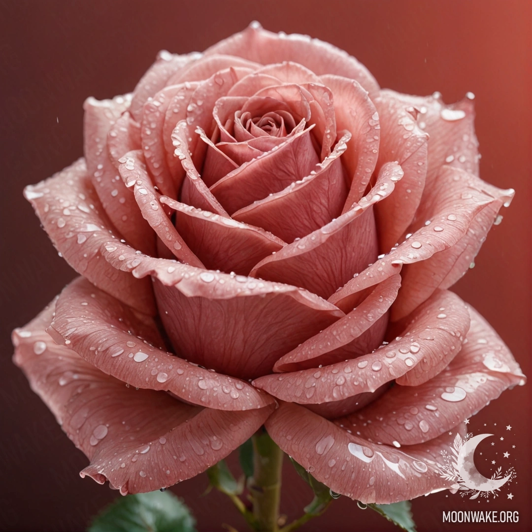A delicate rose formation crafted from shimmering water.