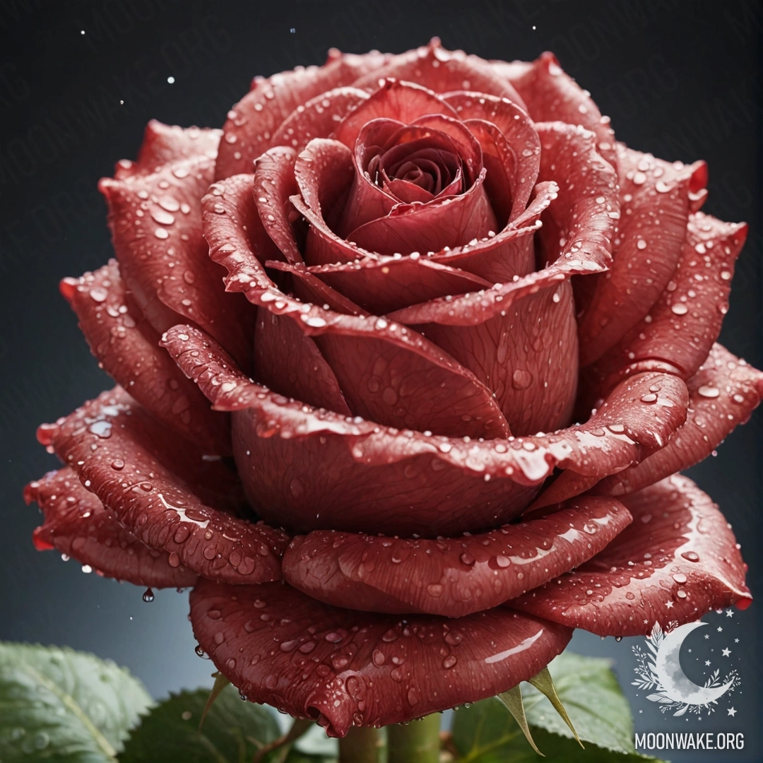 A delicate rose crafted from shimmering water, reflecting light.