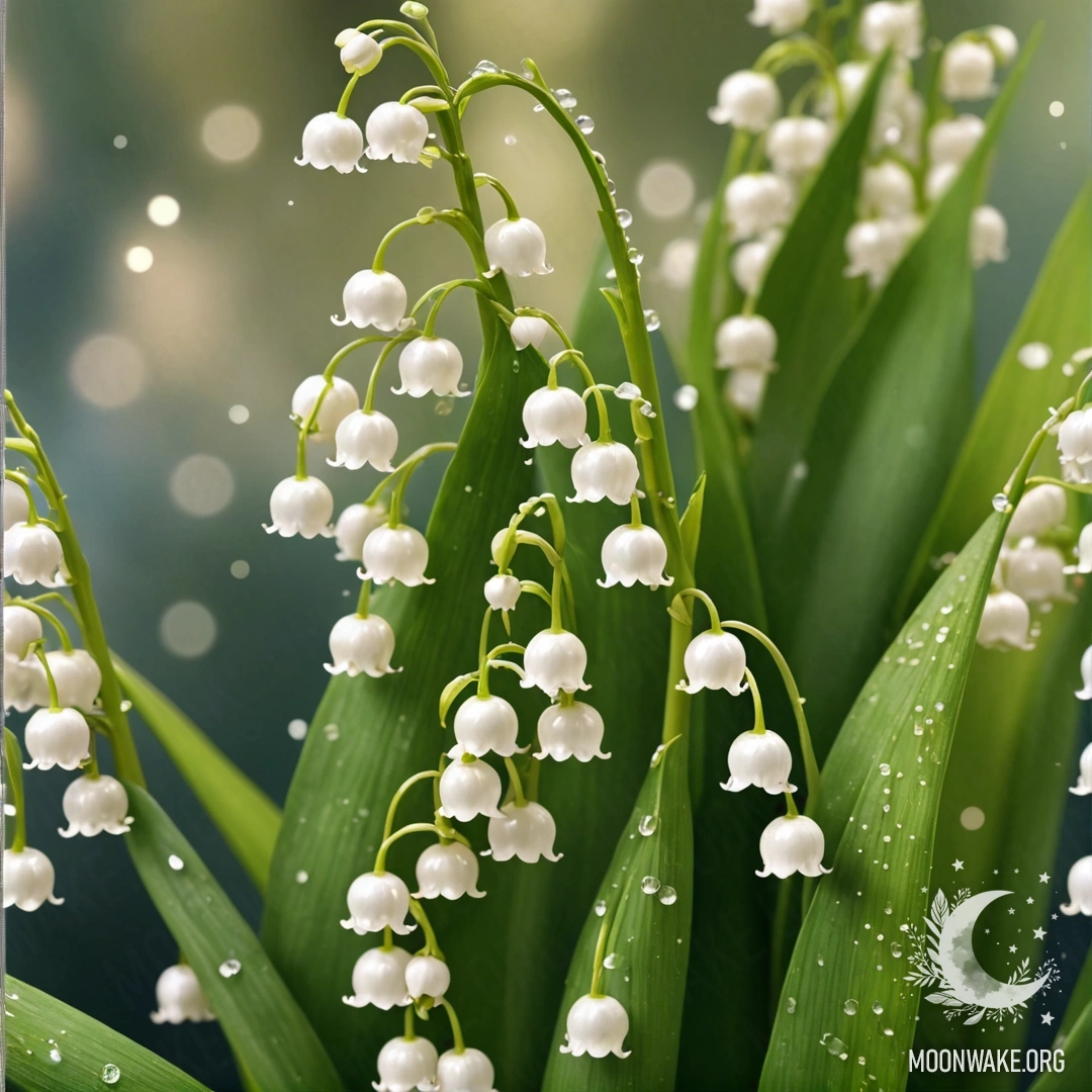 Yellow Lily of the Valley with Sequins A beautiful digital painting of a yellow lily of the valley adorned with sequins.